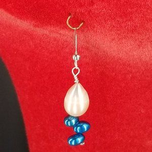 Genuine Pearl and Sterling Silver Drop Earrings